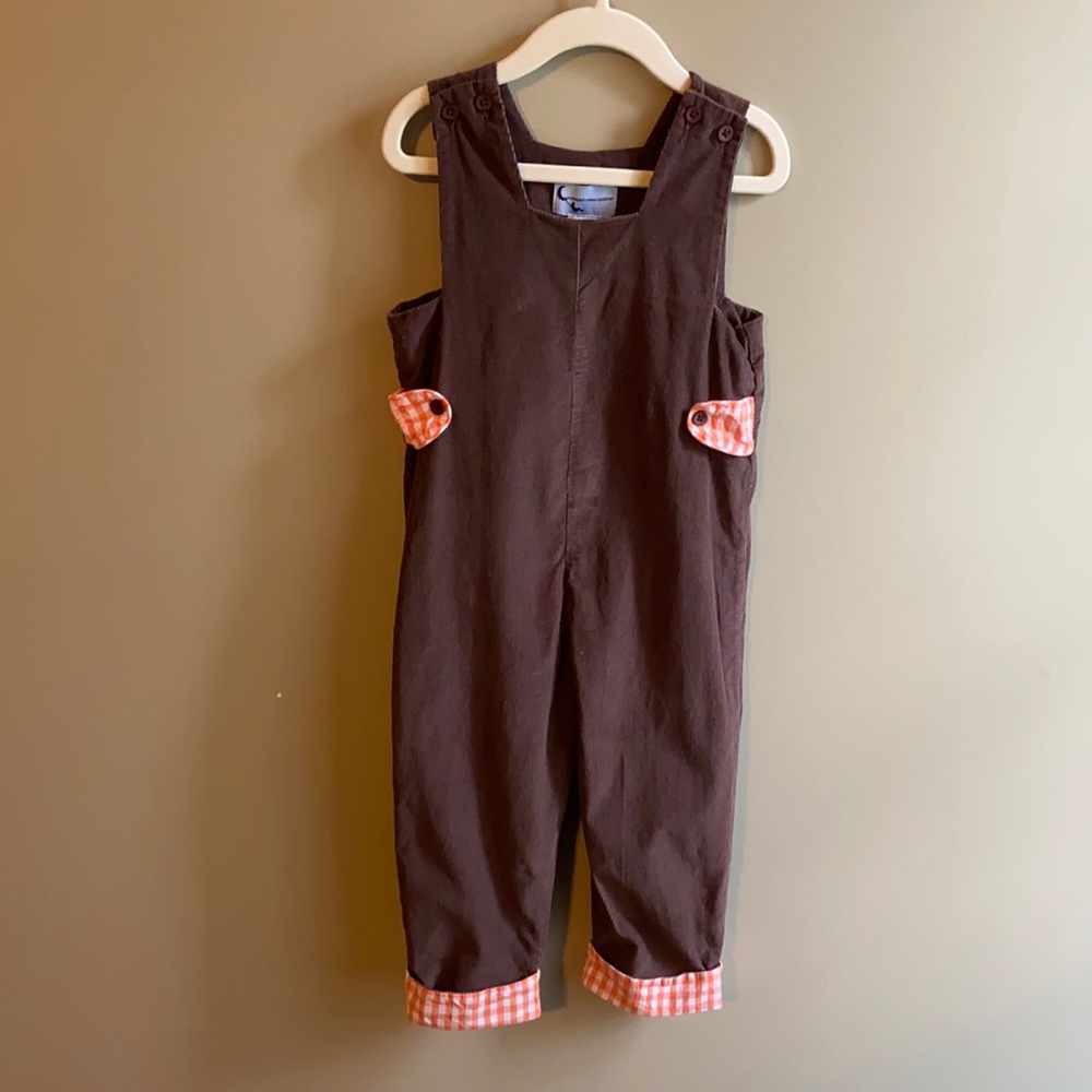 2T Crescent Moon Children Brown Corduroy Long All with orange and white details